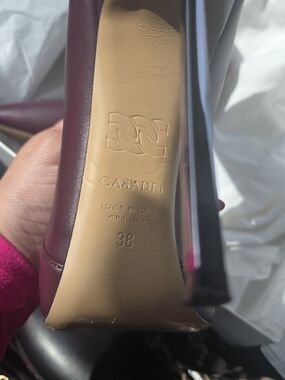 Casadei Wine Leather Pointed-Toe Pumps